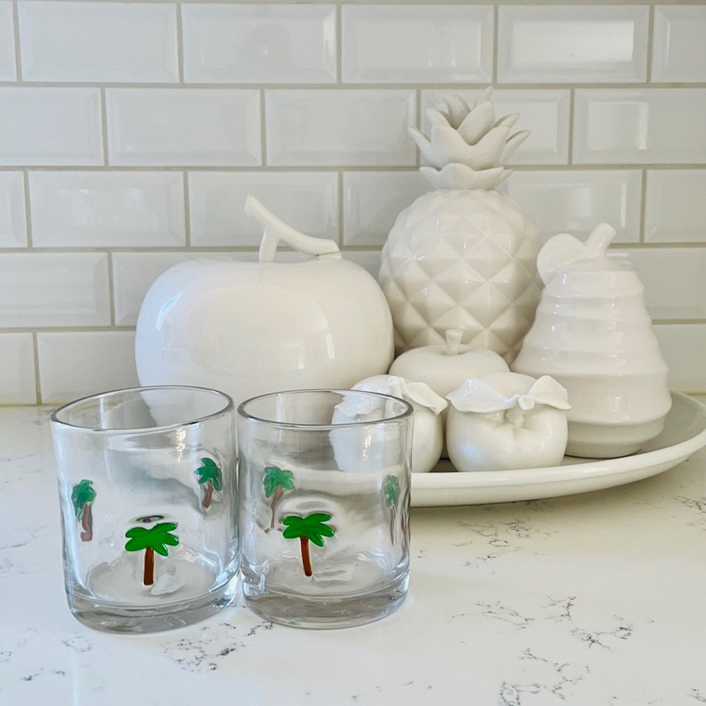 Crate&barrel 🌴Palm Tree Old-Fashioned Glasses - Picture 2 of 12